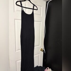White fox black maxi dress